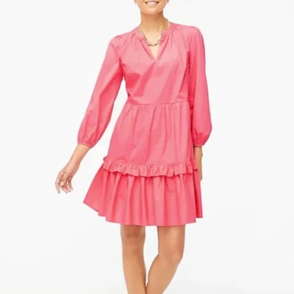 J. CREW Coral Tiered Ruffled Dress XS NWOT - Picture 2 of 12
